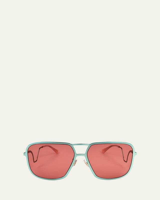 Geometric Metal Aviator Sunglasses
